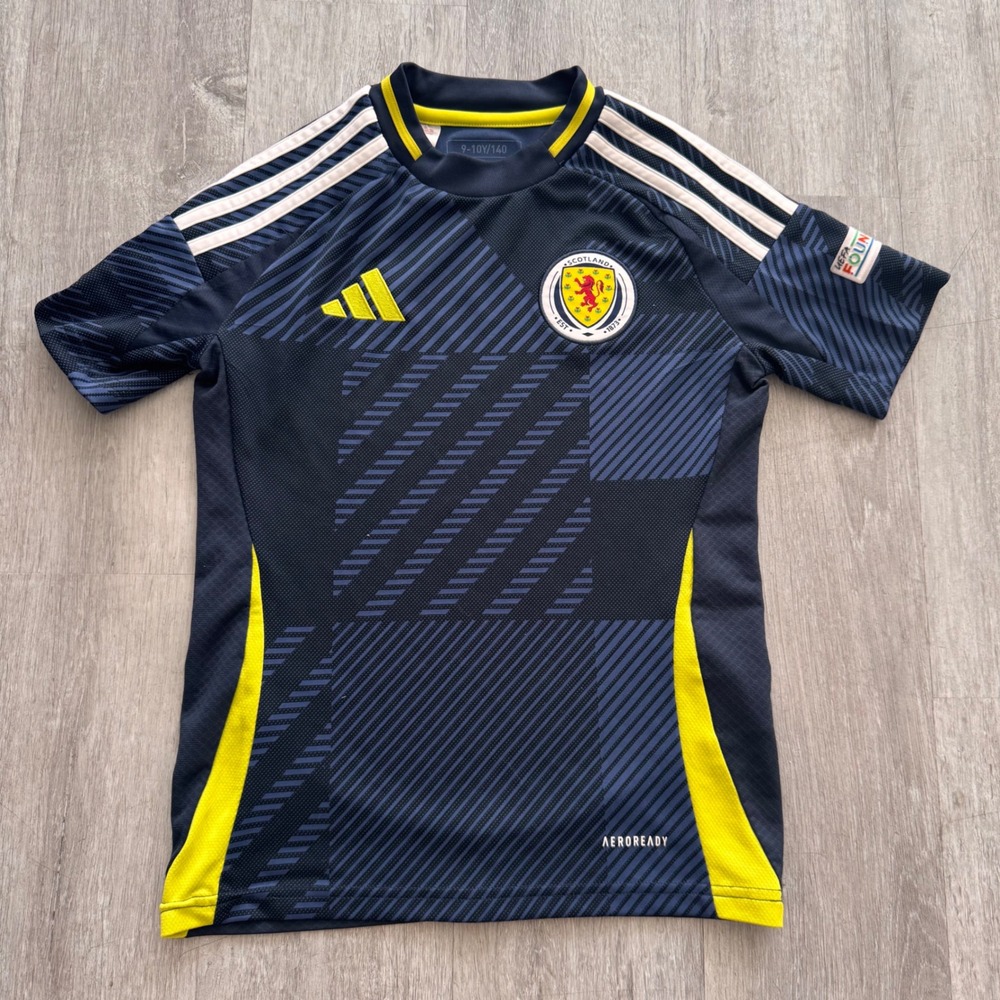 Adidas Scotland National Team Soccer Jersey Kids Small 9-10Y Navy Yellow Tartan